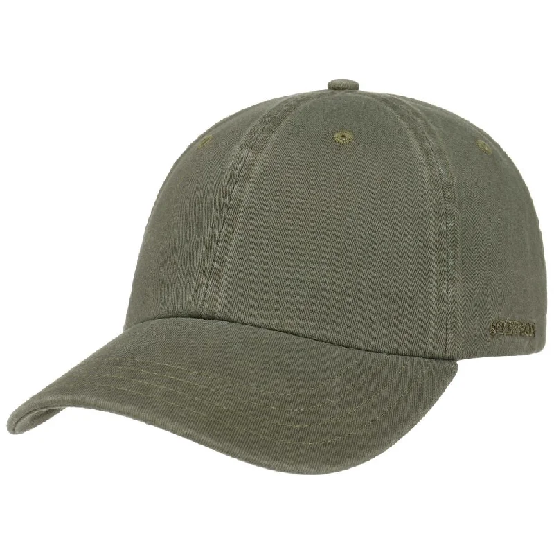 Stetson Baseball Cap Cotton - Ensfarvet Khaki