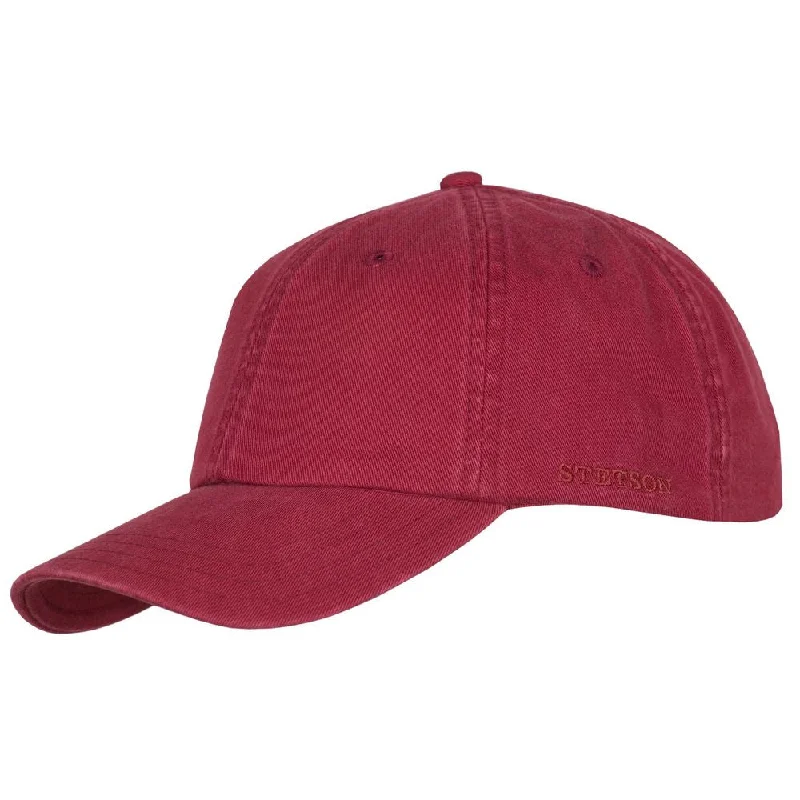 Stetson Baseball Cap Cotton - Ensfarvet Vinrød