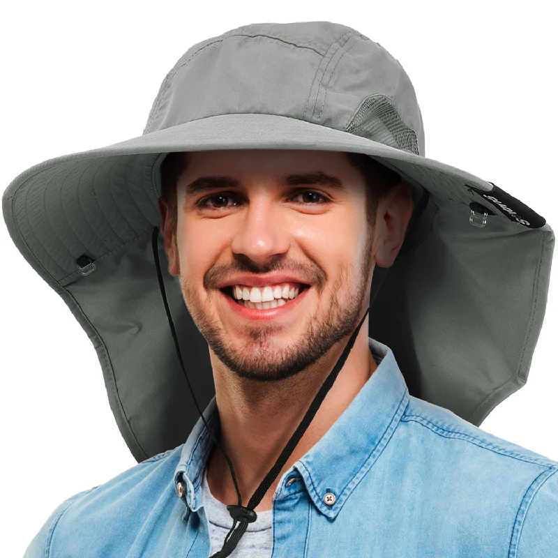 Tirrrinia Men's Wide Brim Sun Hat with Neck Flap