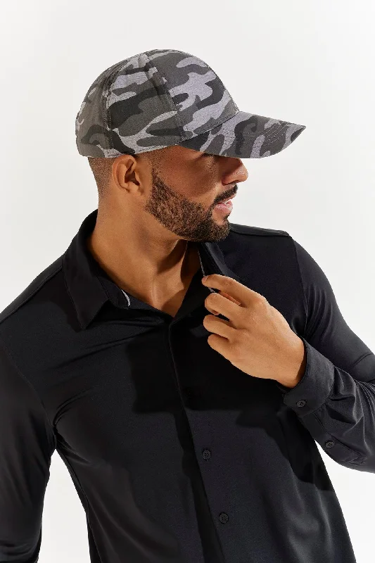 Unisex Zayne Cotton Ball Cap | Grey Modern Camo