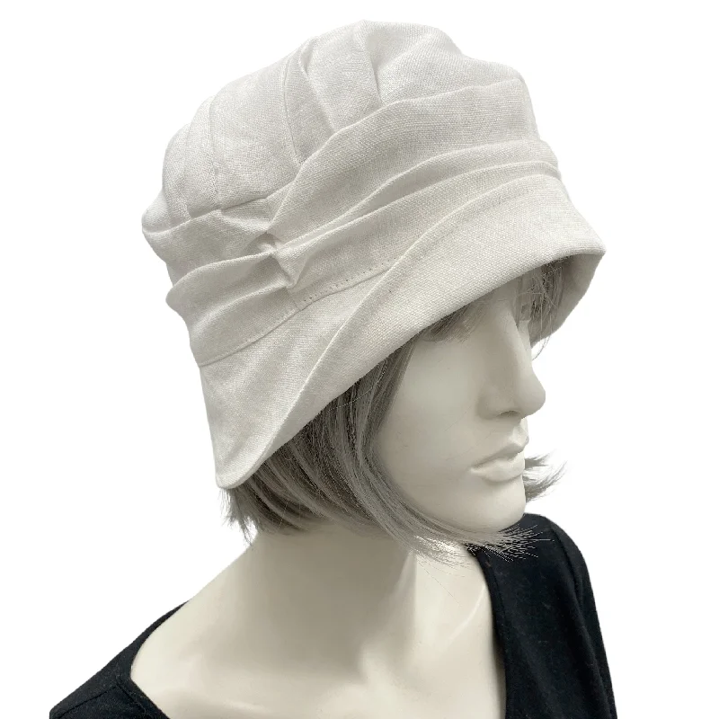 Vintage Style White Linen Cloche Hat with Small Brim | The Alice