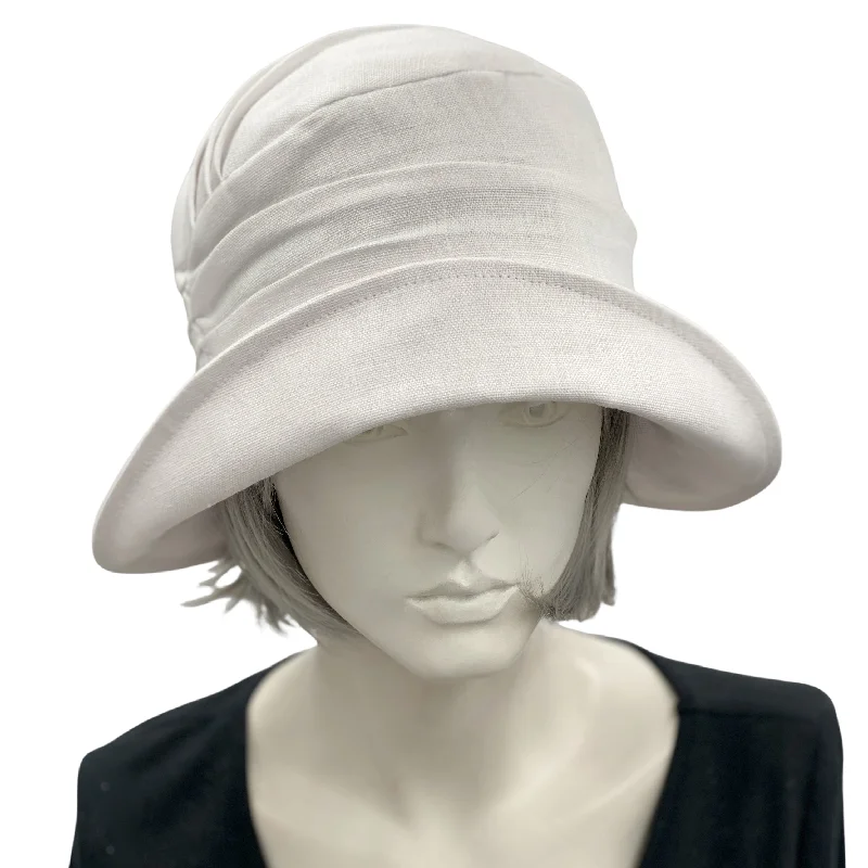 Flapper Style White Linen Women’s Hat | The Alice Cloche