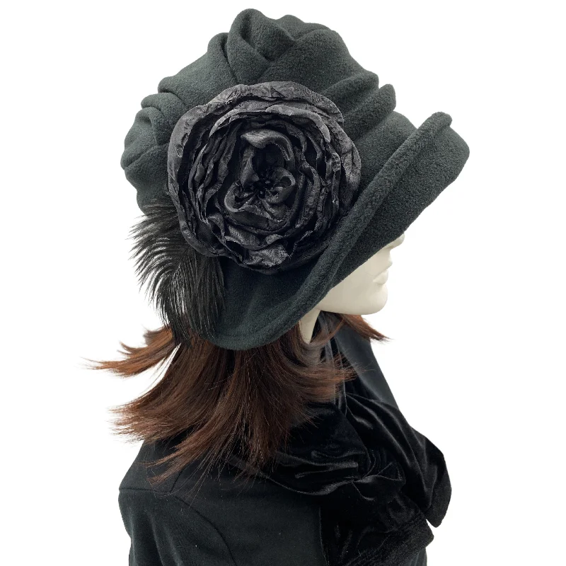 Ladies Winter Fleece Hat with Flower | The Alice Cloche