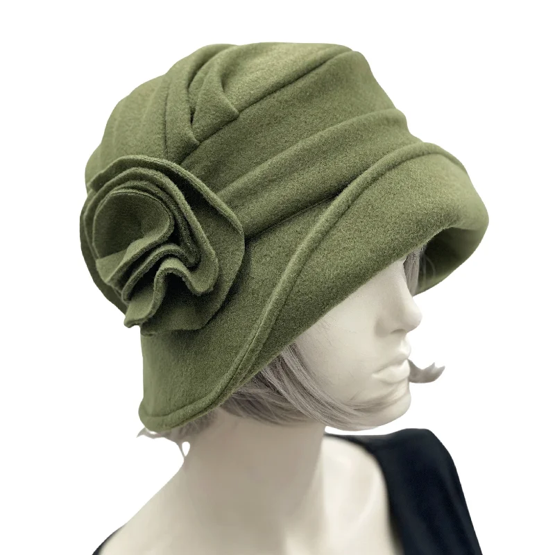 Olive Green Fleece Winter Hat Women | The Alice