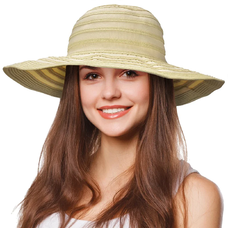 Tirrinia Womens Beach Striped Straw Hat