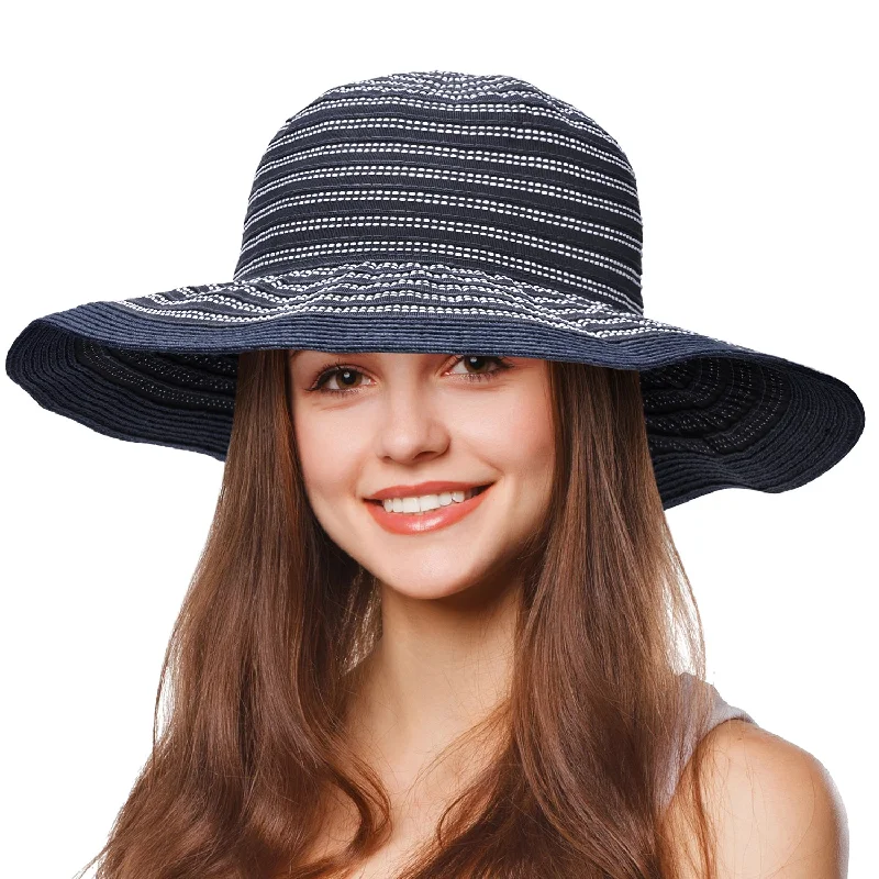 Tirrinia Womens Striped Straw Hat for Summer