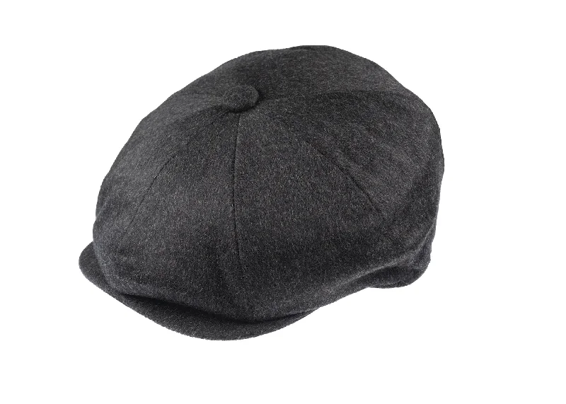 8 piece Cashmere Flat Cap in charcoal