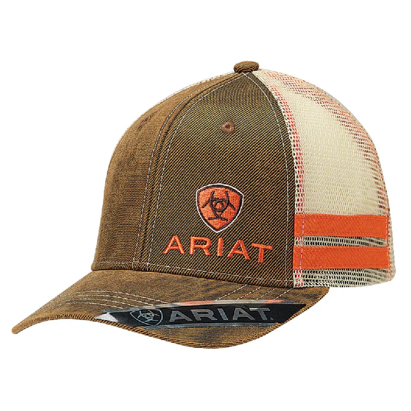 Ariat Men's Oilskin Ball Cap - Brown/Orange