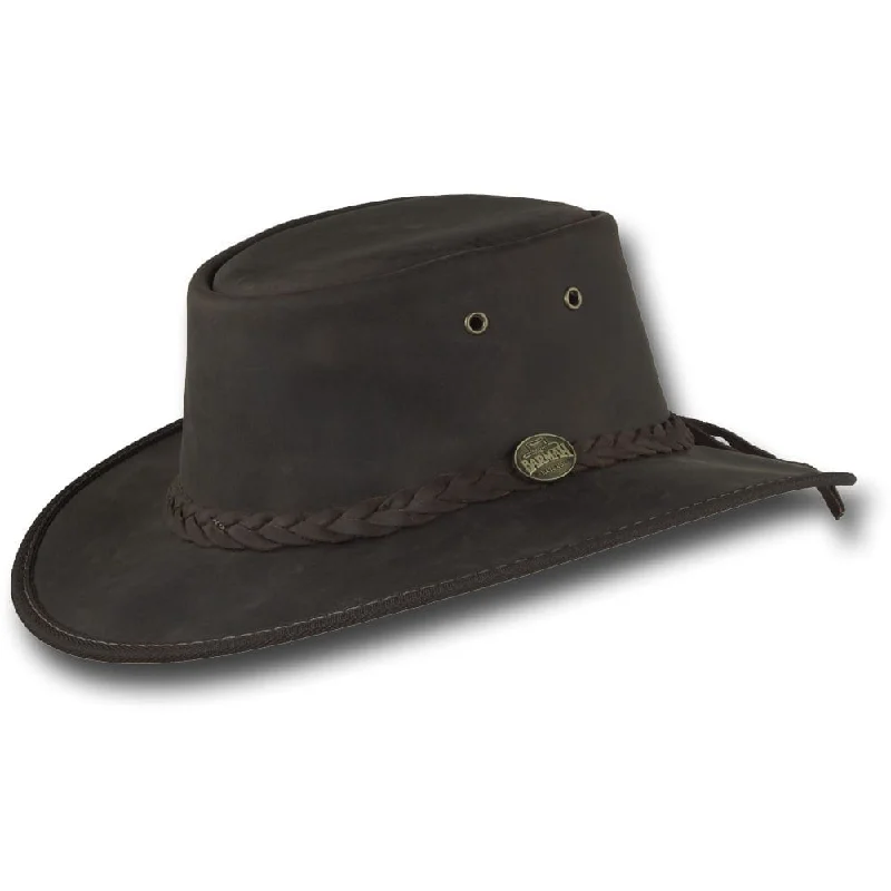 BARMAH® Foldaway Bronco Leather Hat - Brown