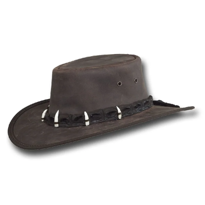 BARMAH® Outback Crocodile Leather Hat - Brown