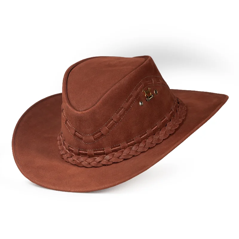 Brunello's Western Leather Hat in Terracotta Brown