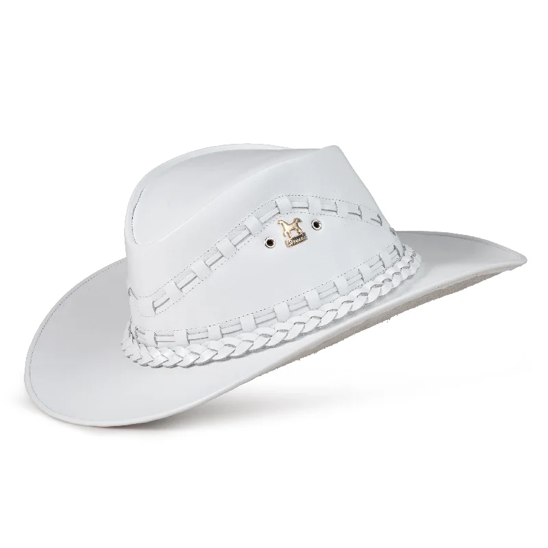 Brunello's Western Leather Hat in White