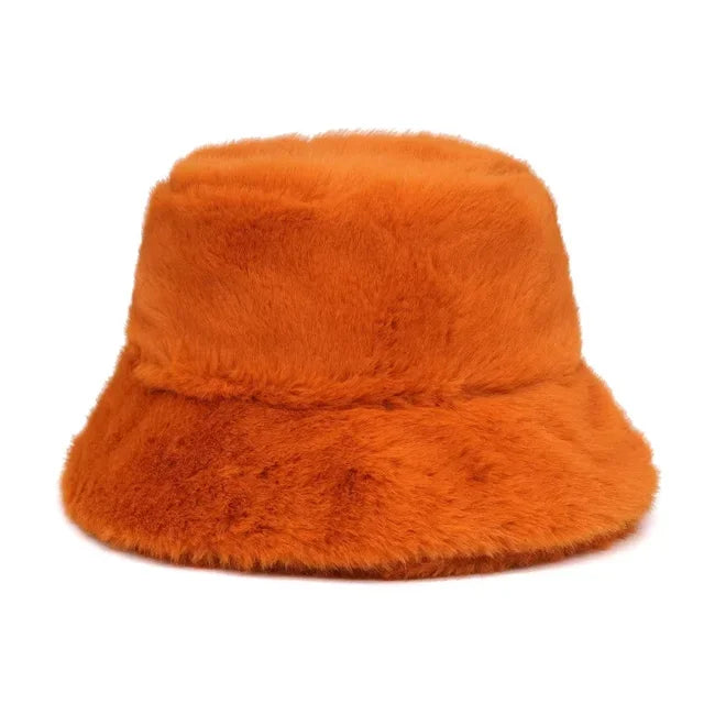 Cozy Faux Fur Bucket Hat - Fushia