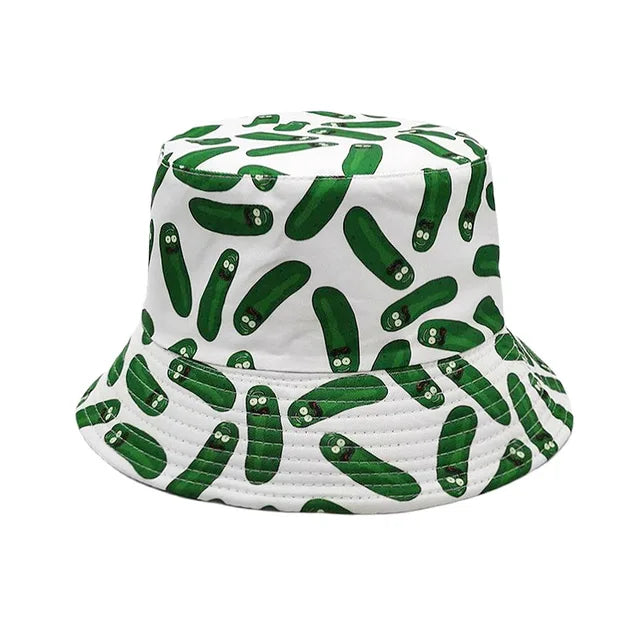 Cucumber Print Bucket Hats - Fushia