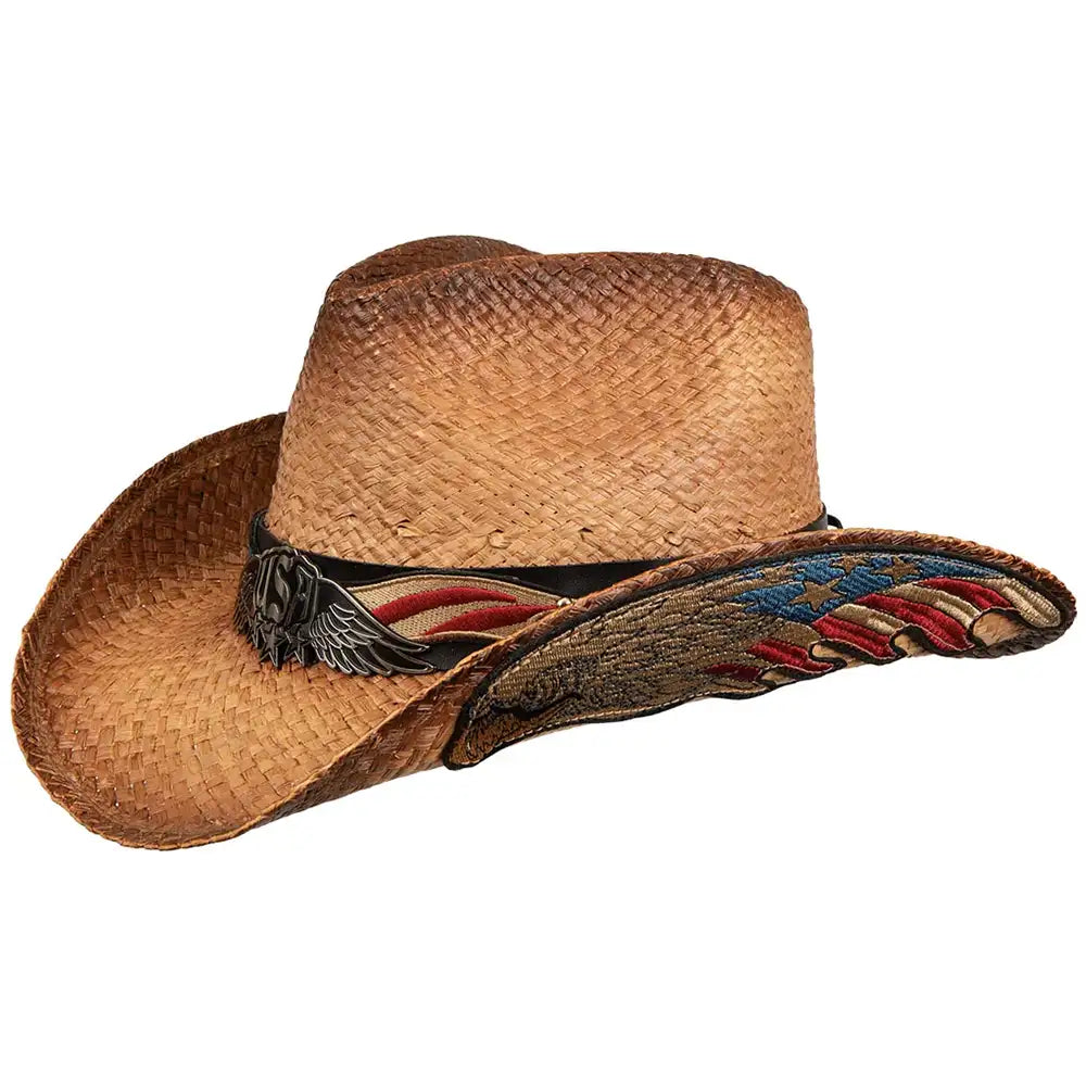 Deadwood Trading Patriot Rider - Raffia Straw Cowboy Hat