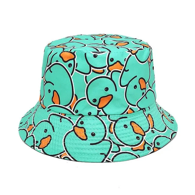 Duck Pattern Bucket Hat – Fushia