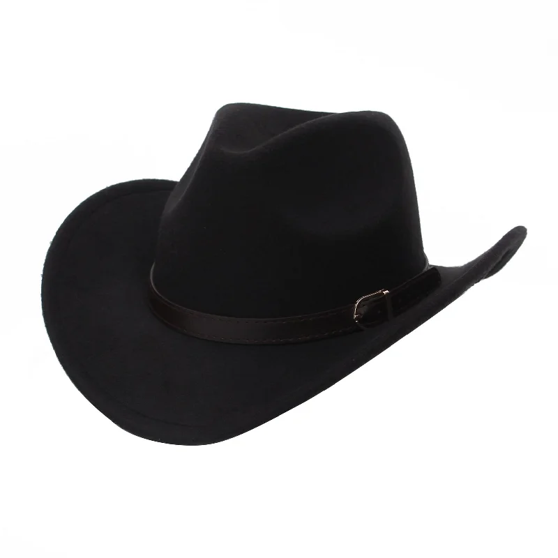 GEMVIE Cowboy Hat for Men Women Classic Roll Up Brim Fedora Cowgirl Hat Western Cowboy Hat with Belt