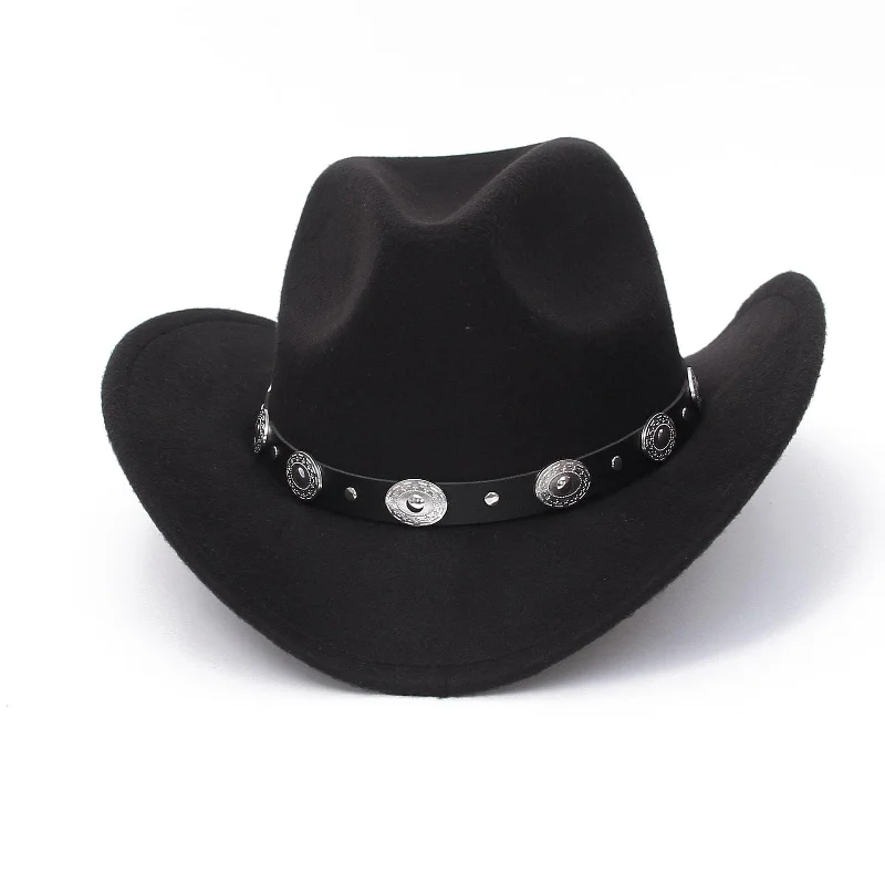 GEMVIE Cowboy Hat for Men Women Classic Roll Up Brim Fedora Cowgirl Hat Western Cowboy Hat with Belt