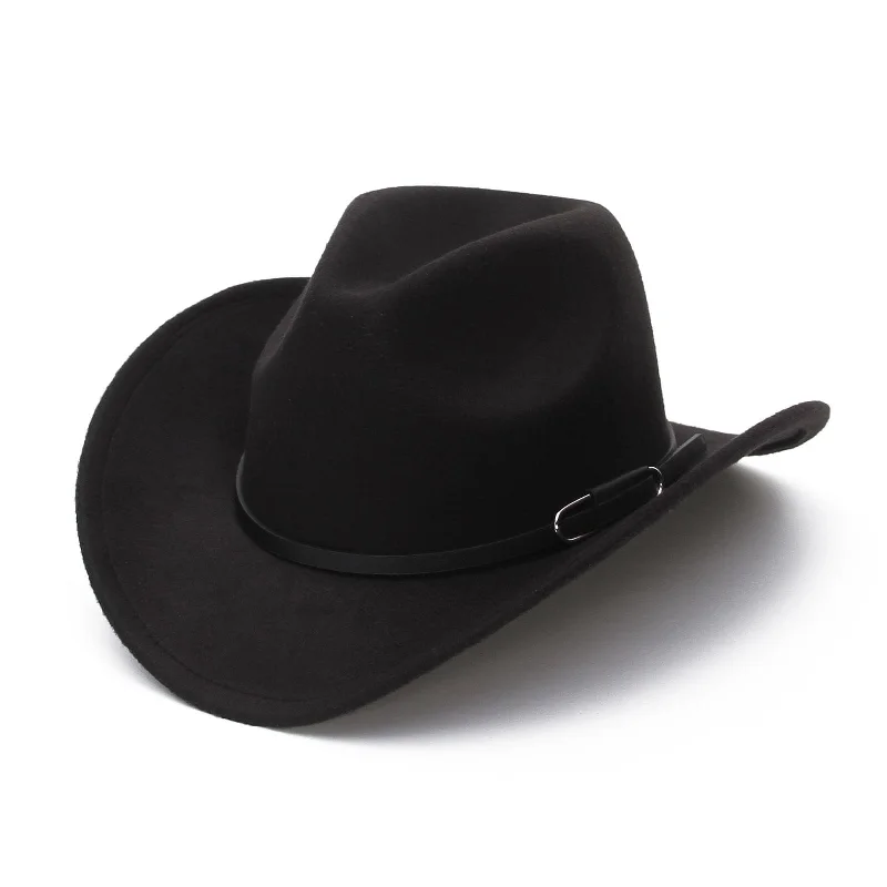 Cowboy Hat for Men Women Classic Roll Up Brim Fedora Cowgirl Hat Western Cowboy Hat with Belt