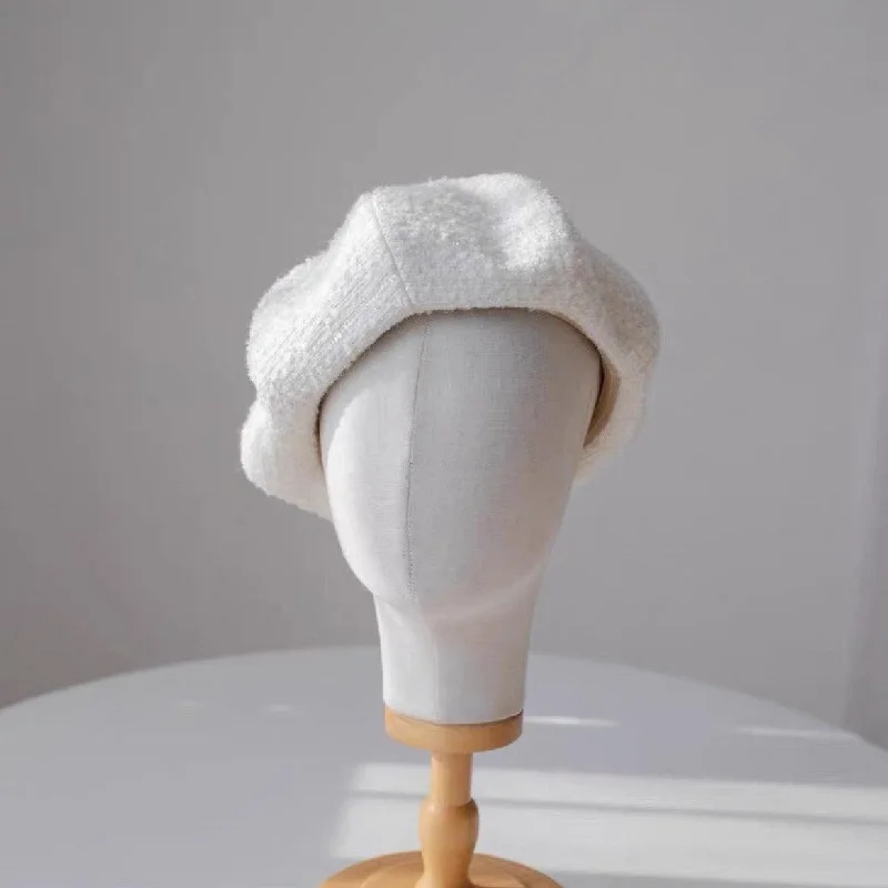 Oversized Tweed Fabric Beret