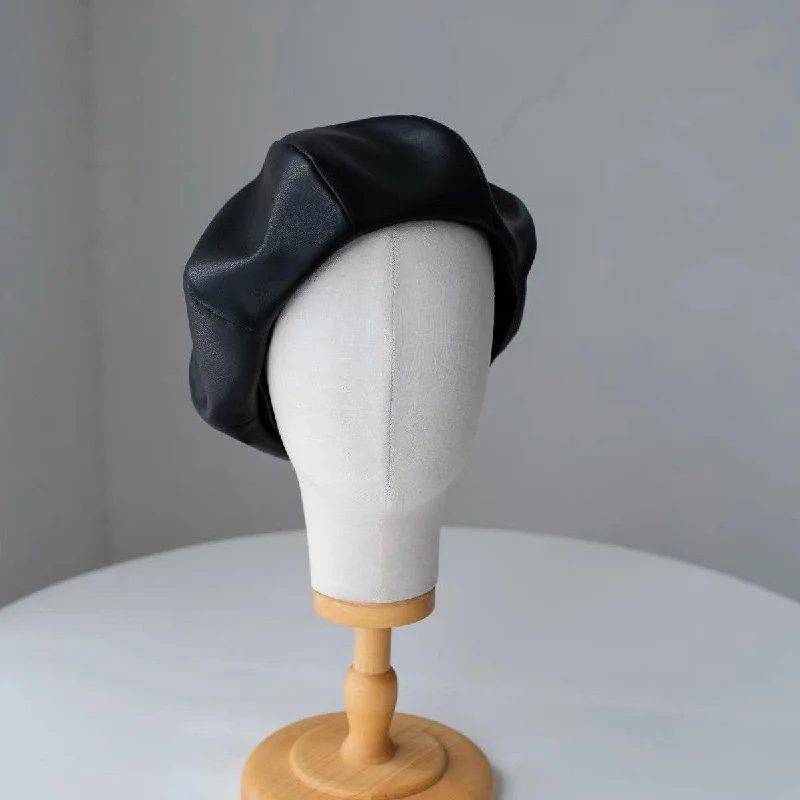 Leather Beret Hat