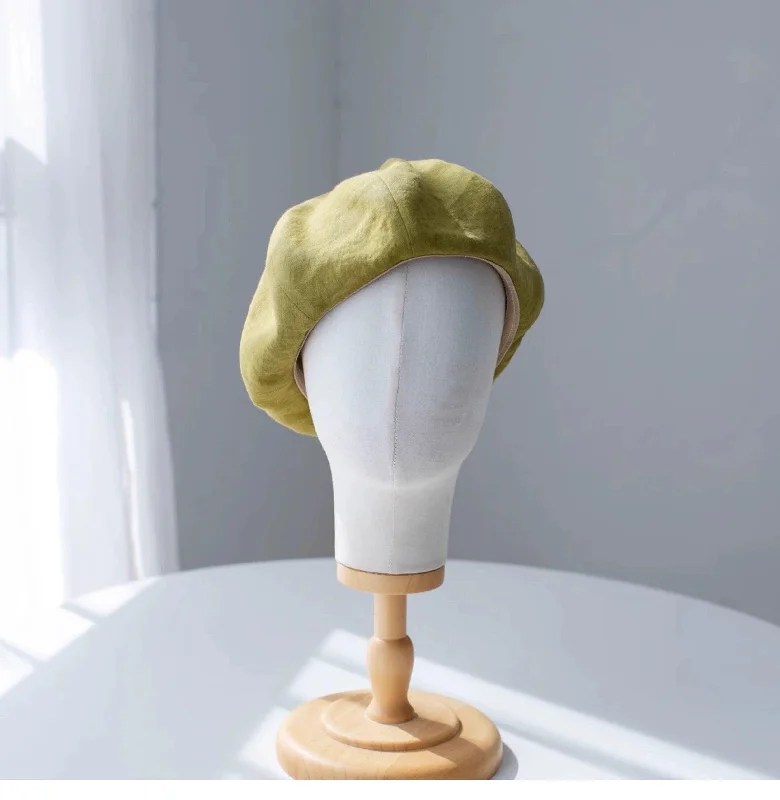 Oversized Linen Beret Hat