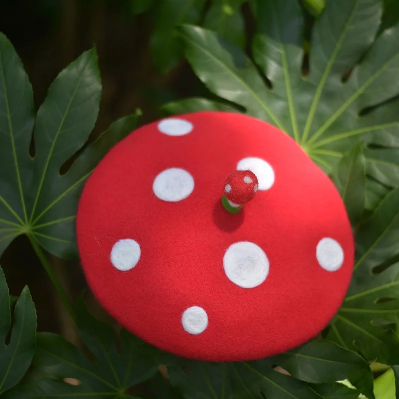 Red Mushroom Beret For Women and Kids