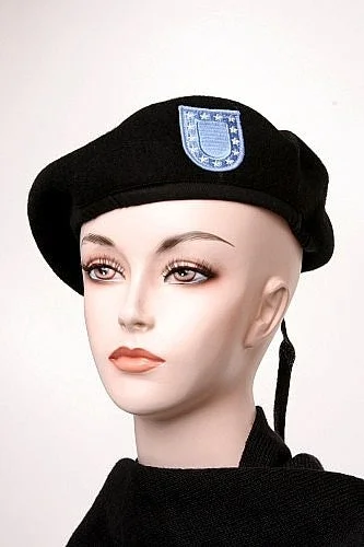 New U.S. Military Black Wool Beret W/Flash