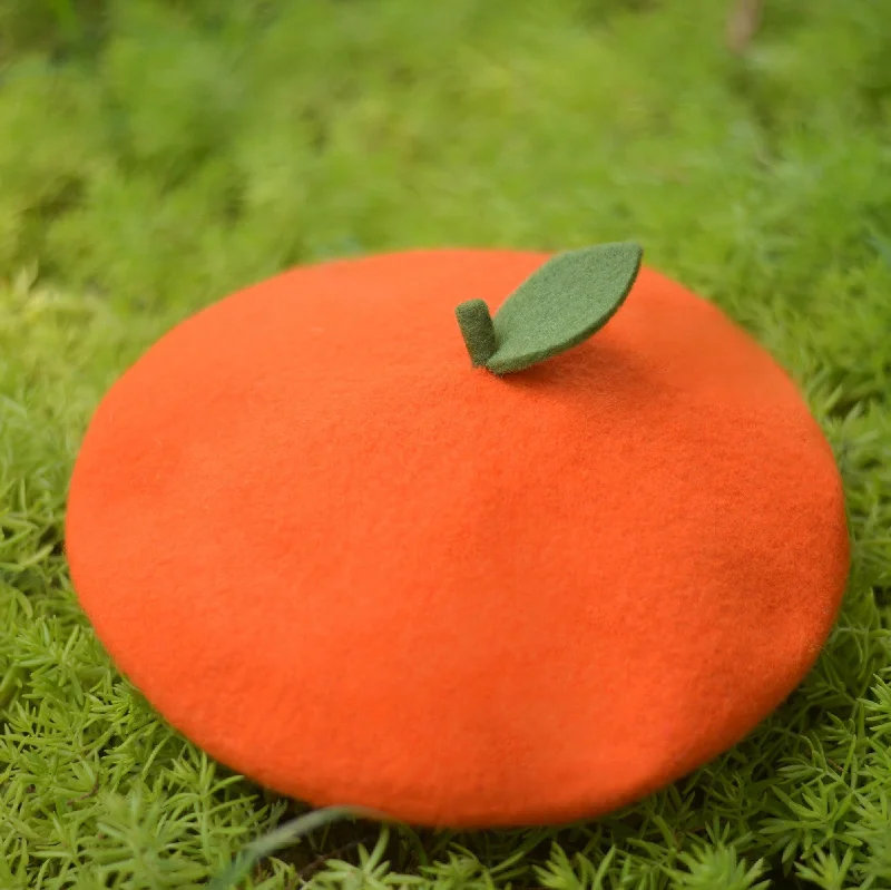 Orange/Lemon Beret for Women and Kids