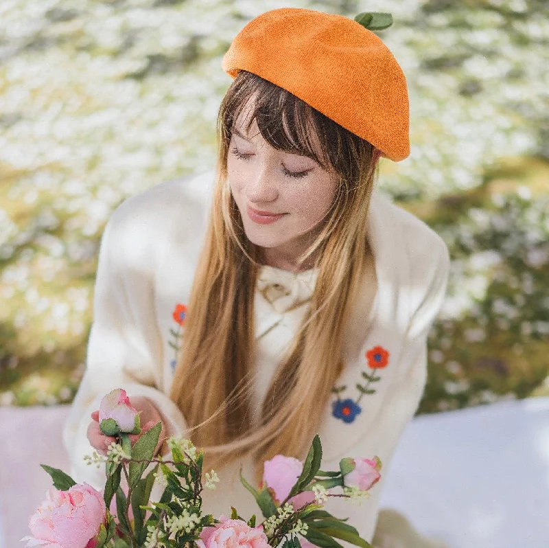 Orange Peach Beret Hat