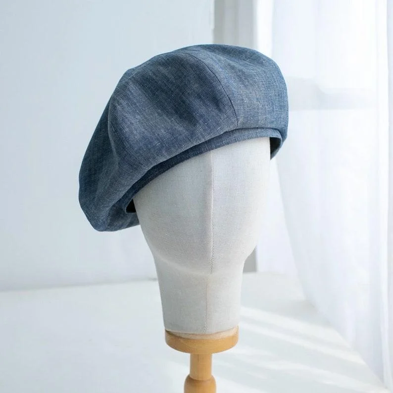 Oversized Linen Beret Hat