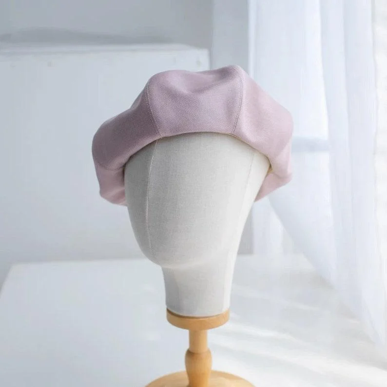 Oversized Spring Summer Linen Beret for Women