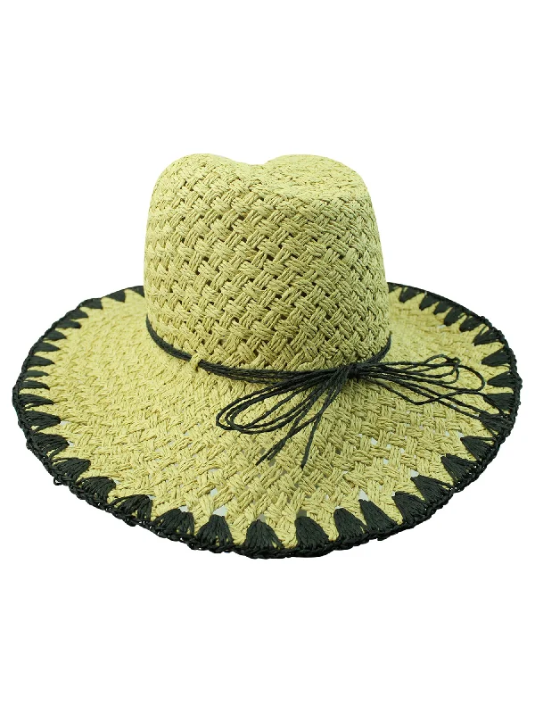 Natural Straw Paper Braid Cowboy Hat With Whipstitch Edging