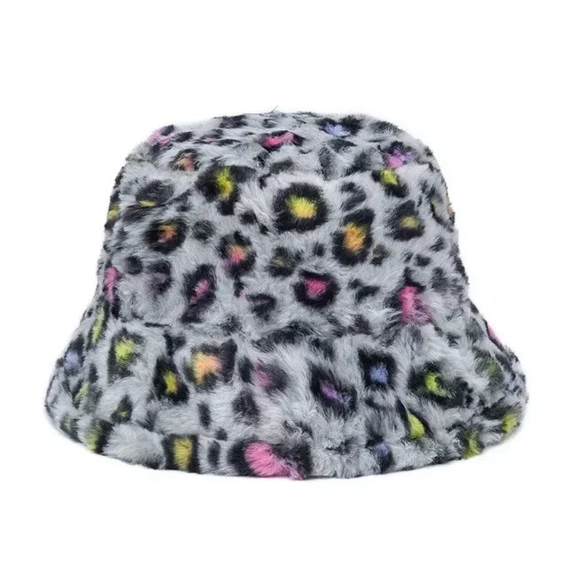 Speckled Faux Fur Bucket Hat - Fushia