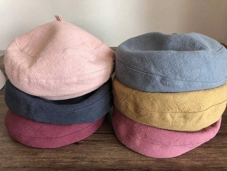 Linen Beret Hat for Women