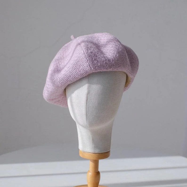 Tweed Fabric Beret for Women