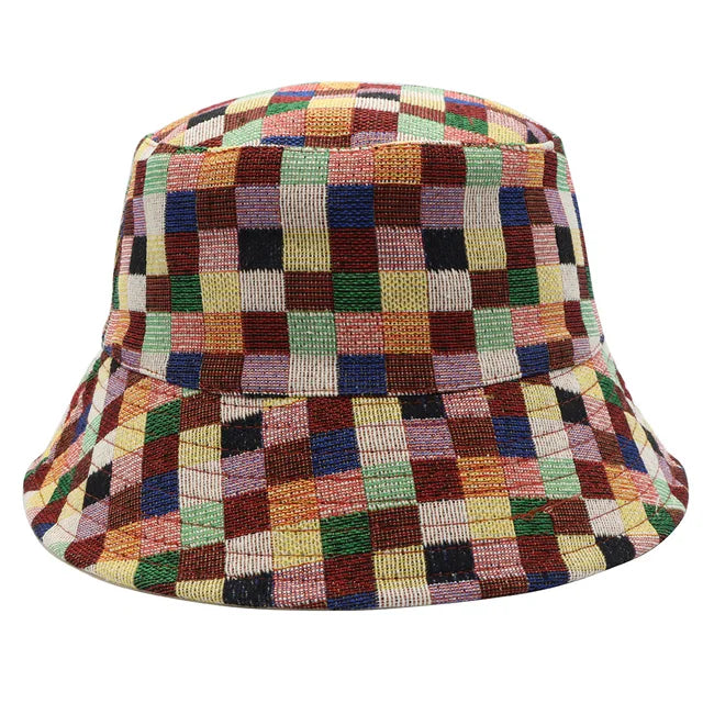 Vintage Plaid Bucket Hat  - Fushia