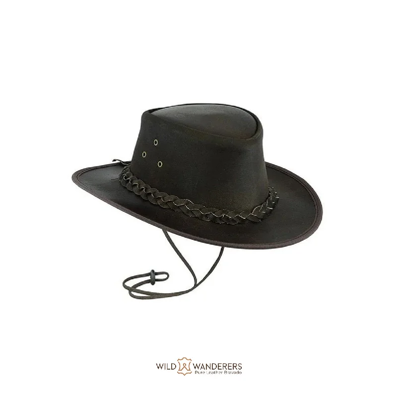 Wide Brim Leather Hat