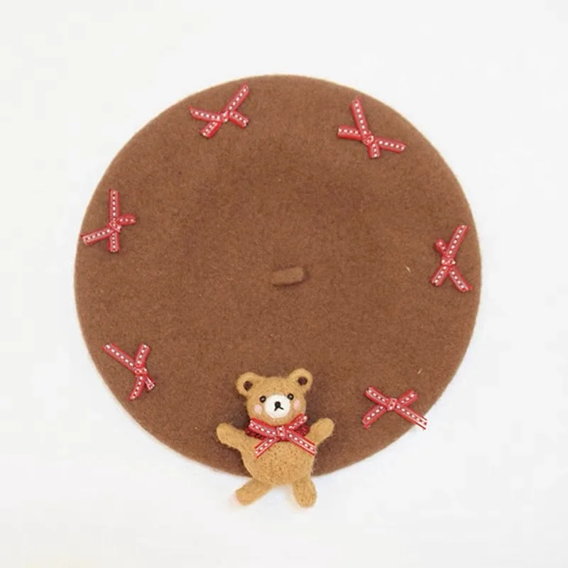 Bear Berets Hat for Women Kids