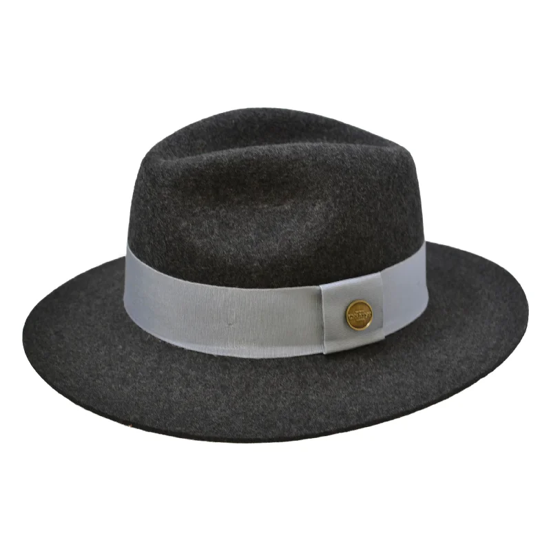 Wool Felt Fedora in Dark Grey Mix