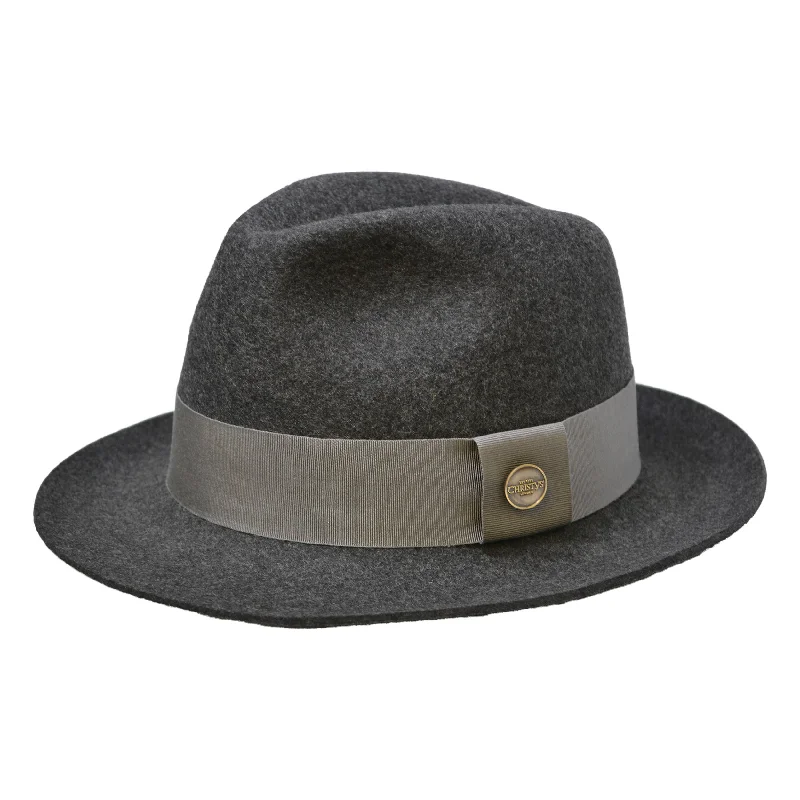 Wool Felt Trilby in Dark Grey Mix